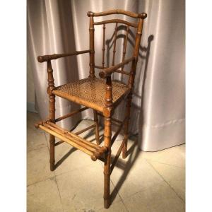 Child's High Chair, Late 19th Century In Bamboo