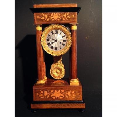 Charles X Clock With 4 Columns Rosewood And Lemon