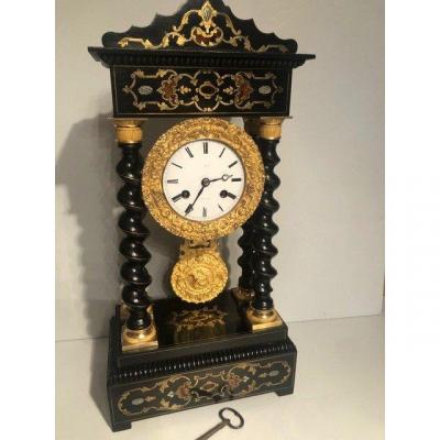 Napoleon III Period Clock Empire Style 19th Century Marquetry