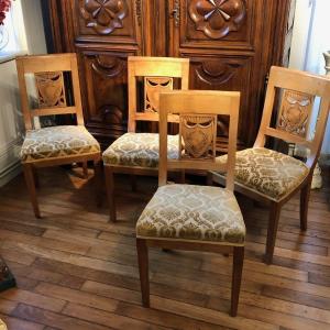 Set Of 4 Late 19th Century Empire Style Chairs