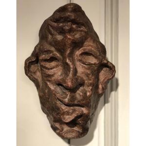 Terracotta Double Head Mask Sculpture