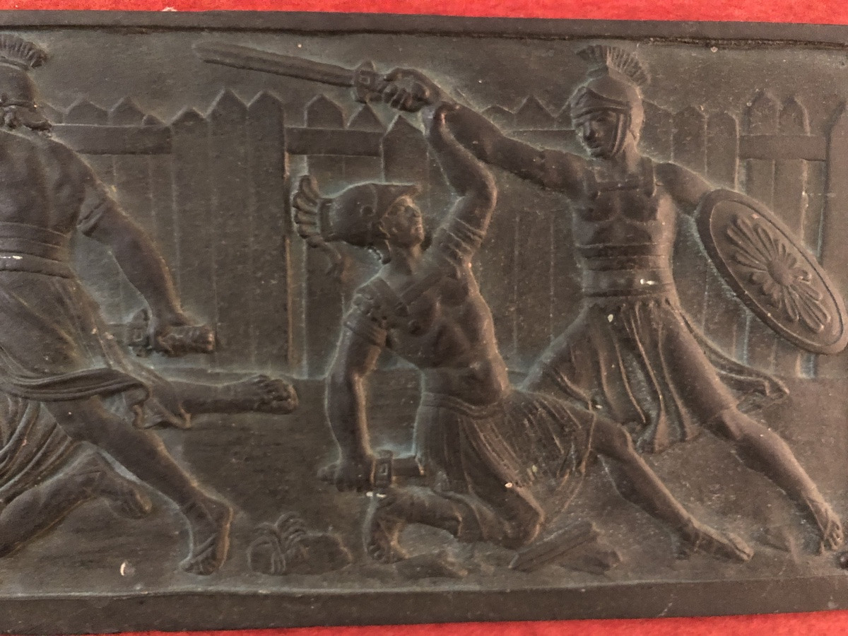 Bronze Plaque With Antique Scene-photo-2