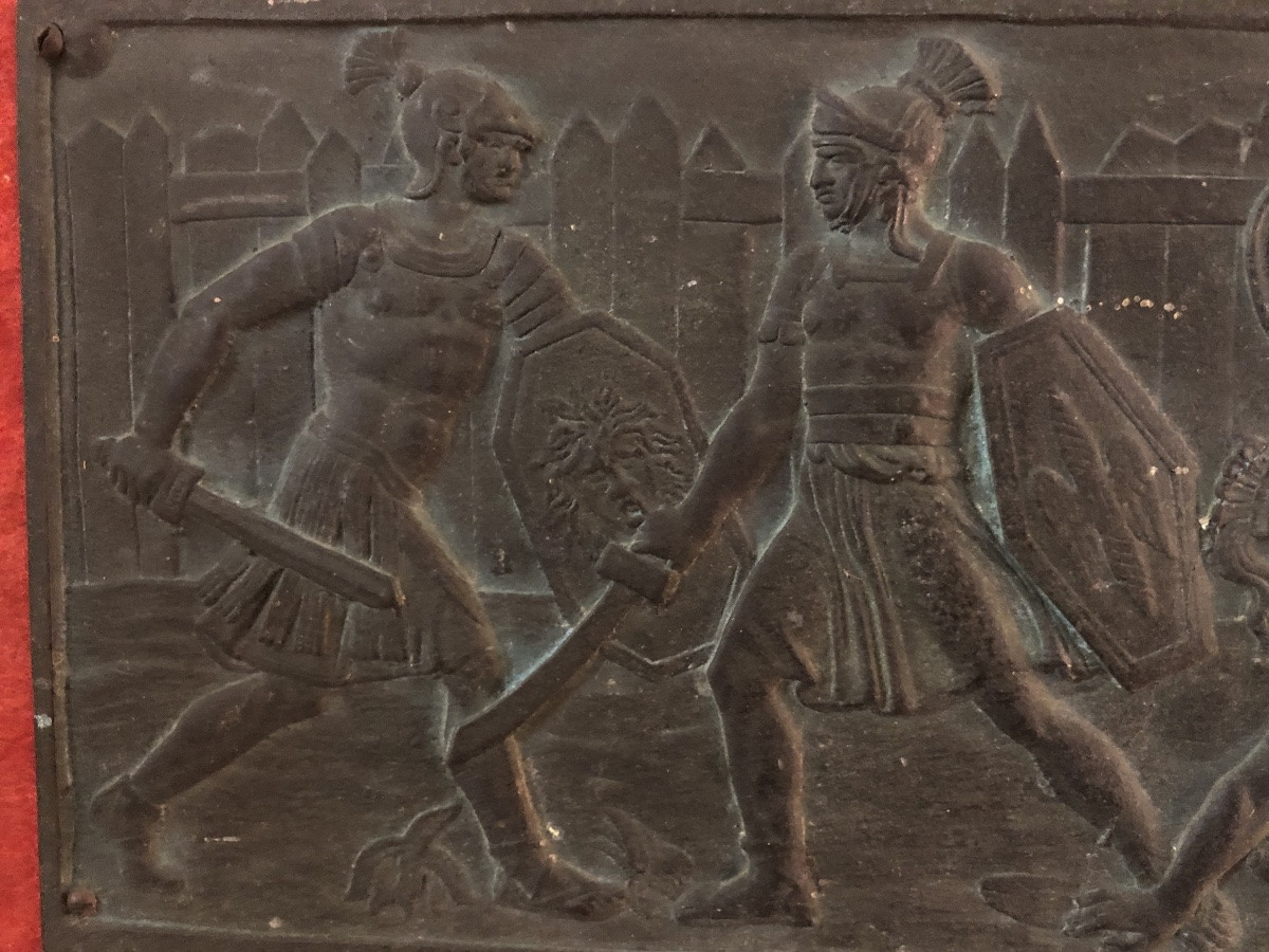 Bronze Plaque With Antique Scene-photo-3