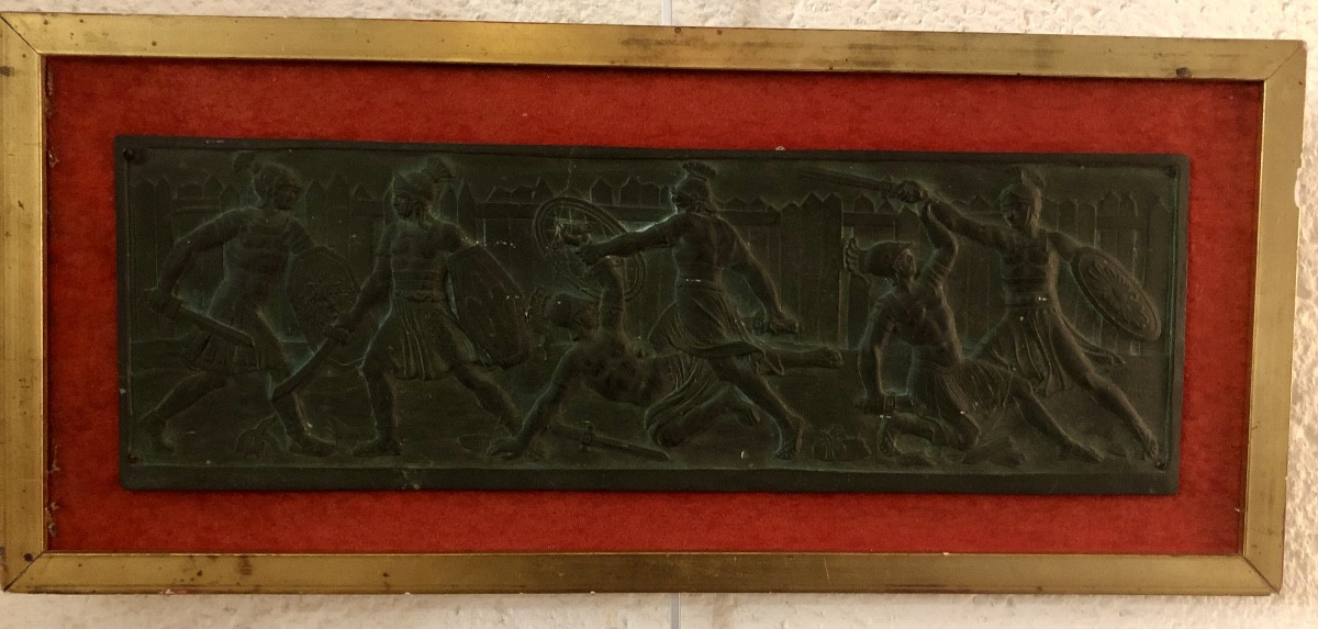 Bronze Plaque With Antique Scene