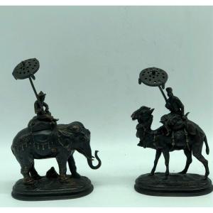 Lot Of Two Orientalist Bronzes Arson