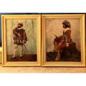 Musketeer And Henry IV Hst Signed Marguerite Espenan.