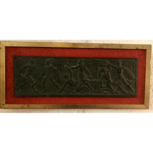 Bronze Plaque With Antique Scene