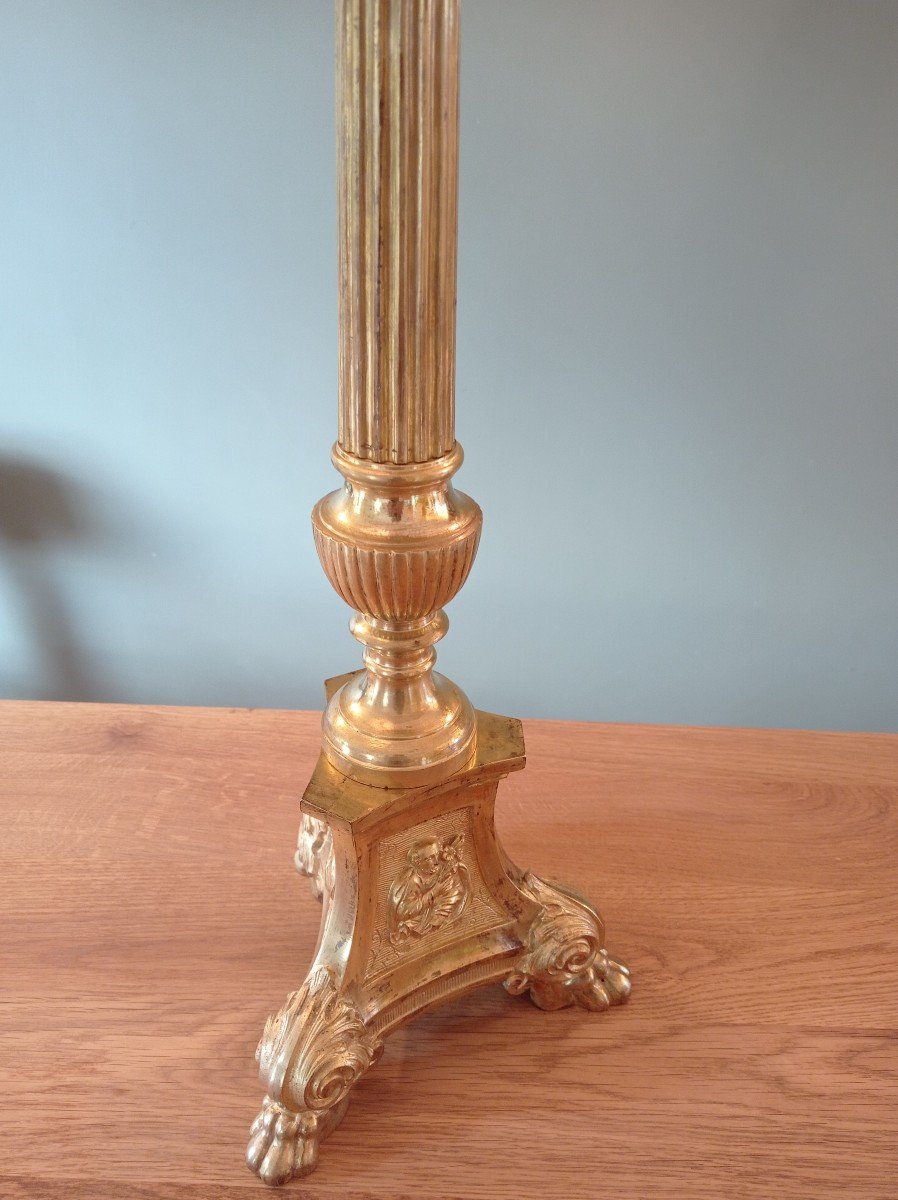 Golden Bronze Candlestick Pique 19th-photo-2