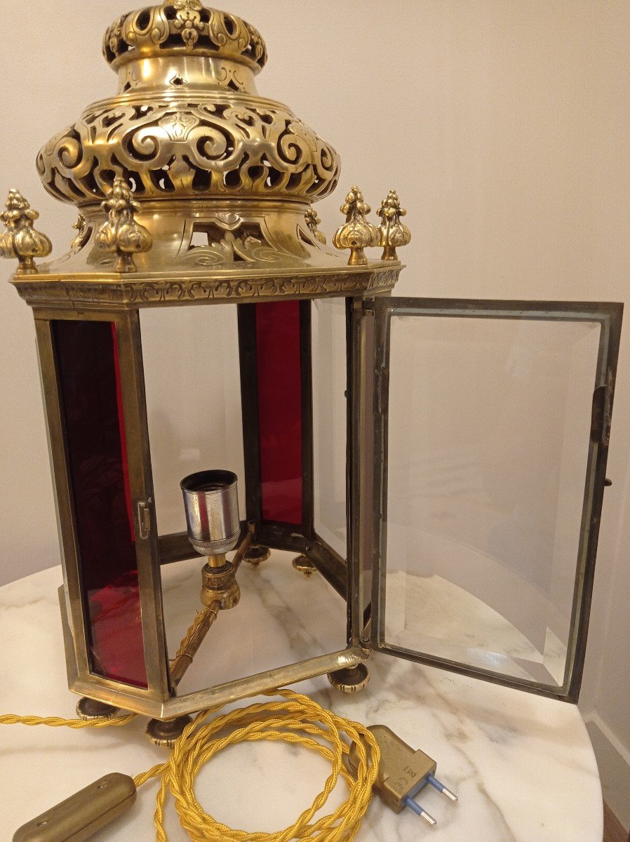 Lanterne Napoléon III Verre Et Laiton-photo-1