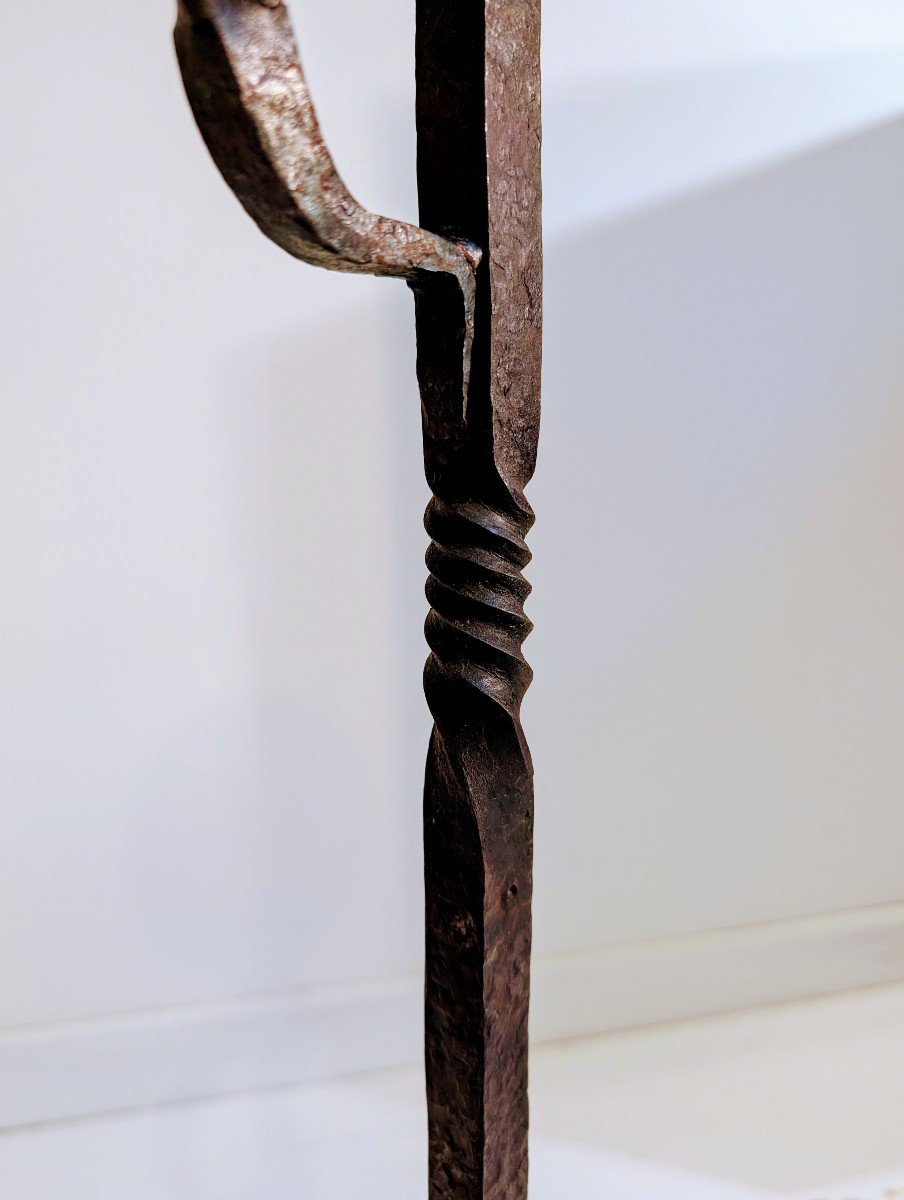 Large Brutalist Tripod Candle Holder Wrought Iron -photo-1