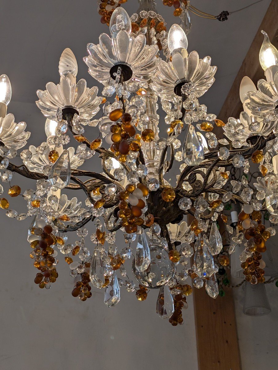 Early 20th Century Brass Chandelier, Fruit Bunch Decor -photo-2