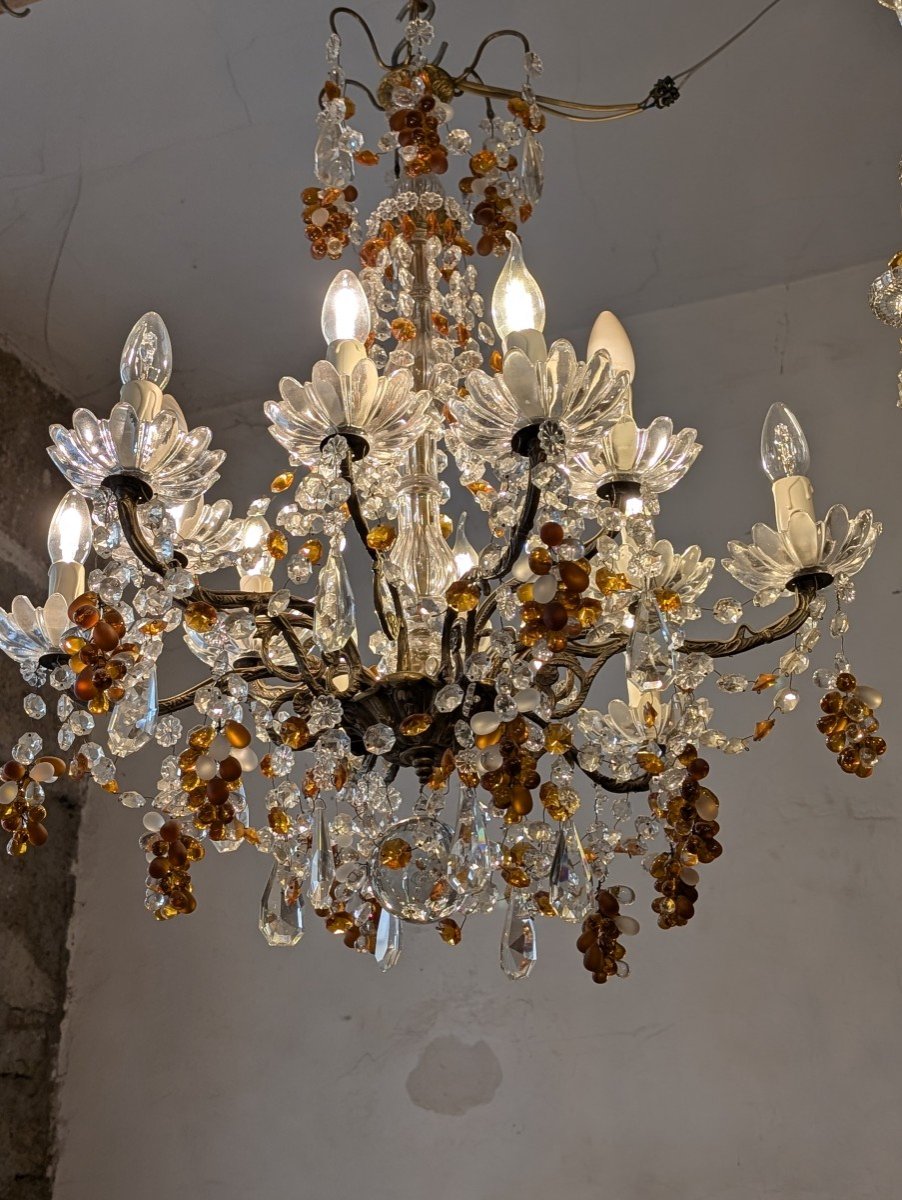 Early 20th Century Brass Chandelier, Fruit Bunch Decor 