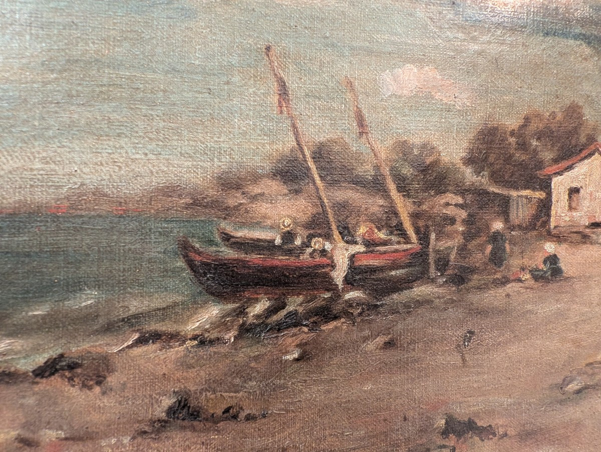 Oil On Canvas, Return From Fishing, Late 19th Century -photo-1