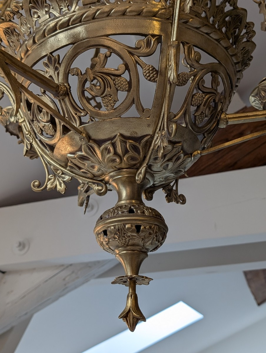 Neo-gothic Chandelier Late 19th Century Bronze -photo-3