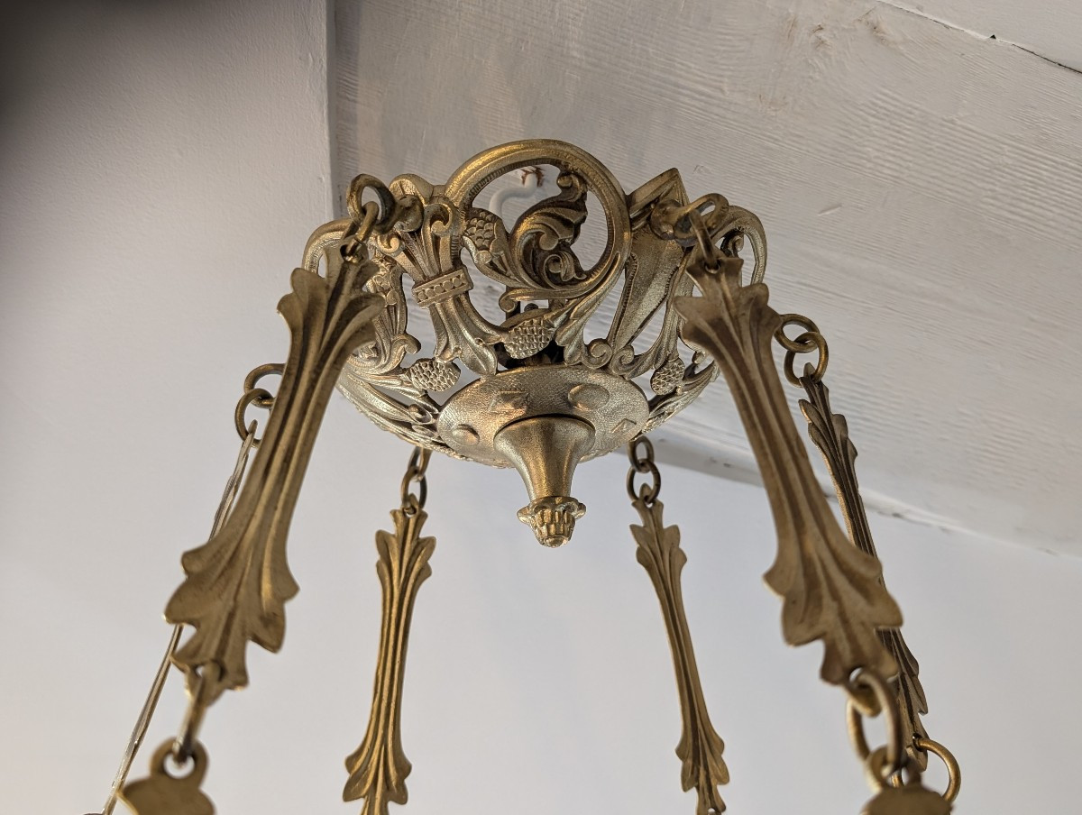 Neo-gothic Chandelier Late 19th Century Bronze -photo-1