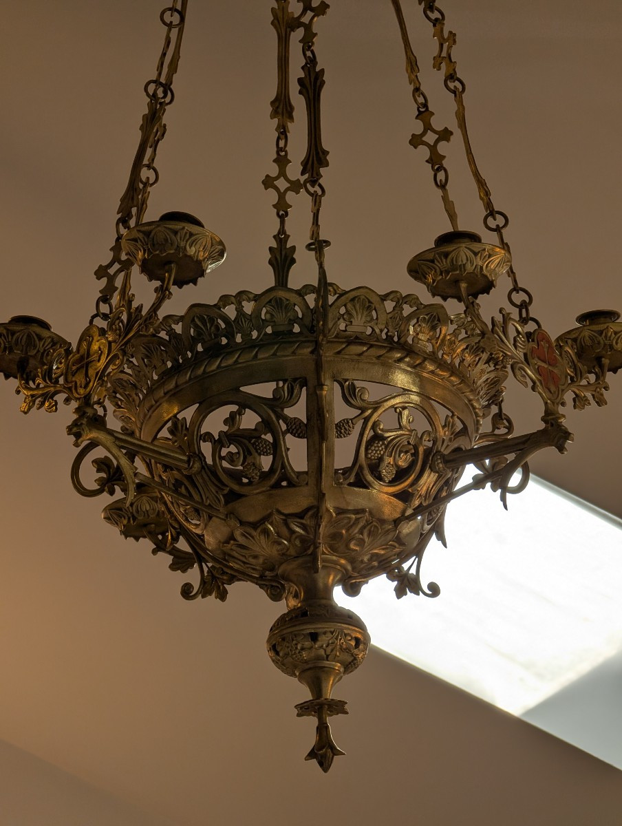 Neo-gothic Chandelier Late 19th Century Bronze -photo-3