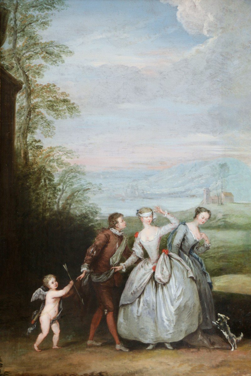 Philippe Mercier (1689-1760) Attributed. School Of Antoine Watteau. Gallant Scene.-photo-2