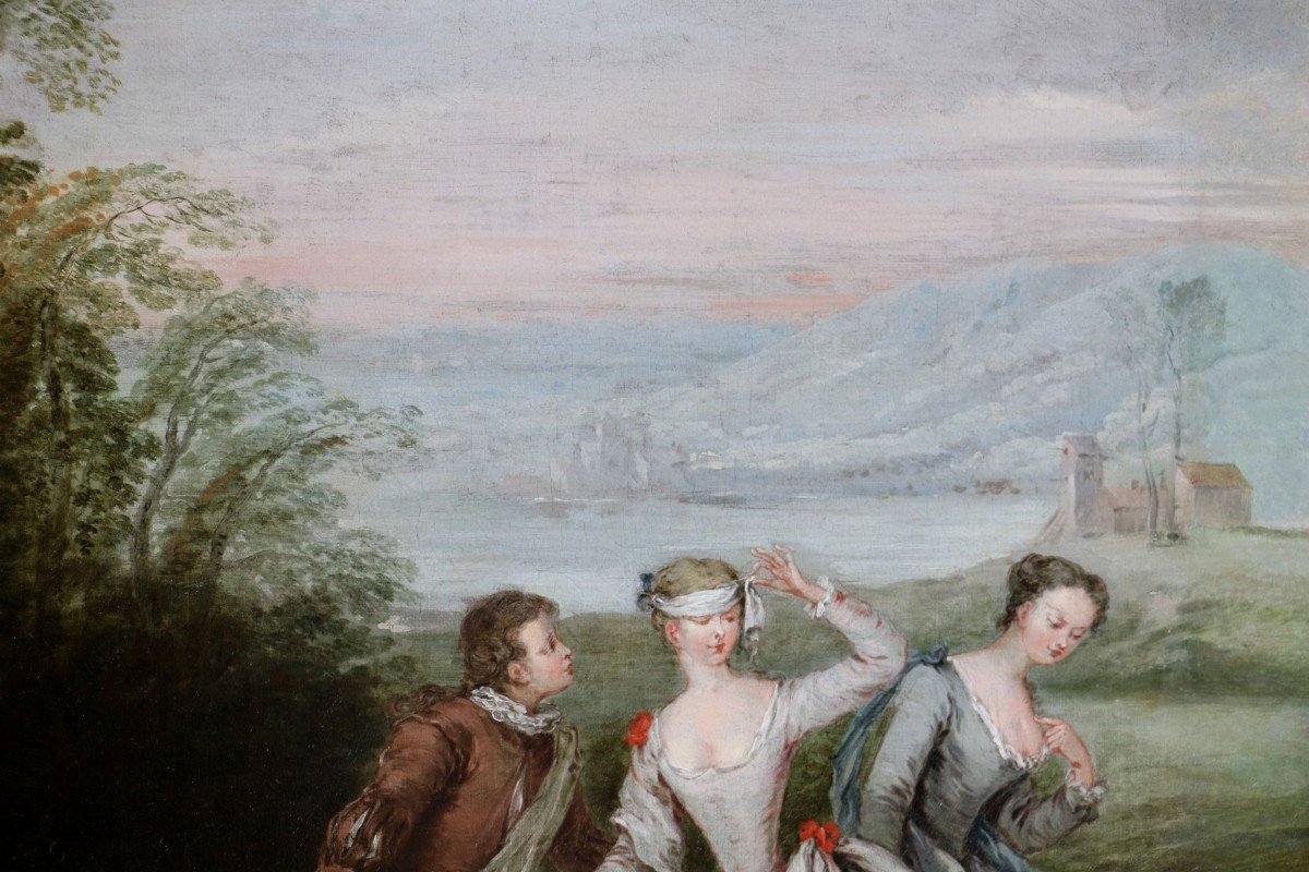 Philippe Mercier (1689-1760) Attributed. School Of Antoine Watteau. Gallant Scene.-photo-4