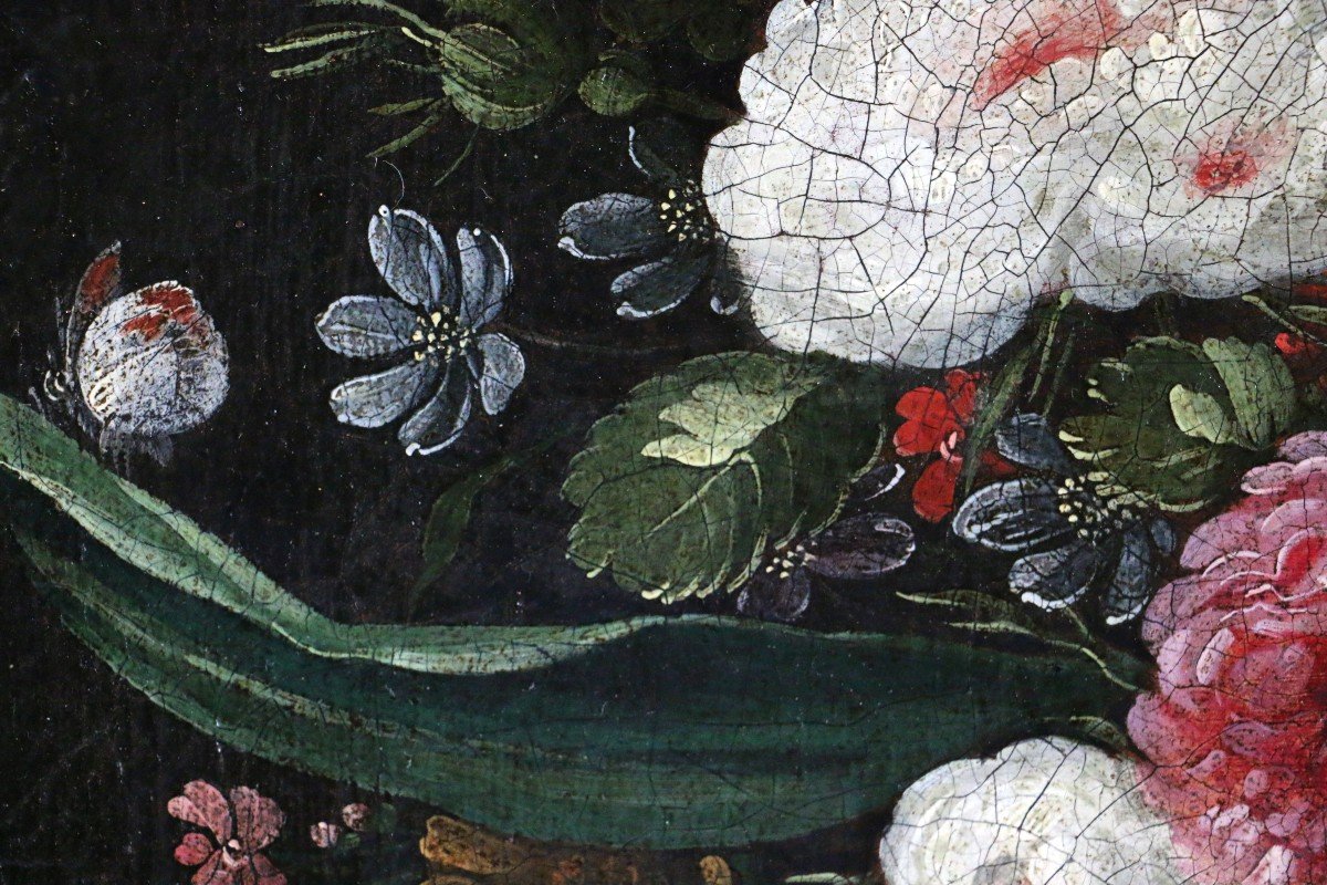 Andries Daniels (1580 – 1640) Et Atelier. Riche Bouquet De Fleurs Dans Un Vase-photo-2