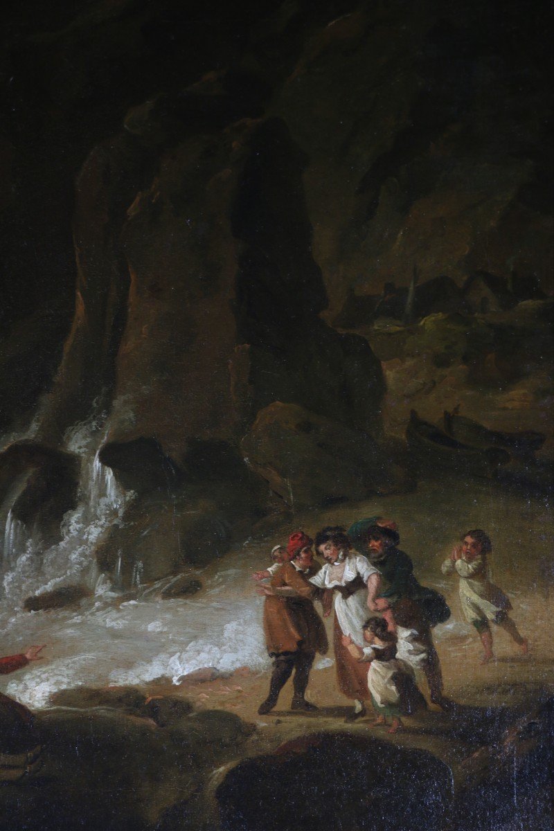 Julius Caesar Ibbetson (1759-1817) Storm And Shipwreck Scene On The Isle Of Wight Circa 1795-photo-1
