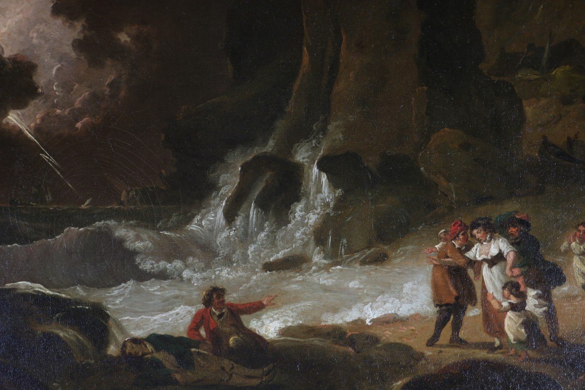 Julius Caesar Ibbetson (1759-1817) Storm And Shipwreck Scene On The Isle Of Wight Circa 1795-photo-2