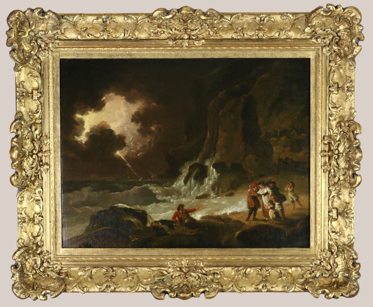 Julius Caesar Ibbetson (1759-1817) Storm And Shipwreck Scene On The Isle Of Wight Circa 1795