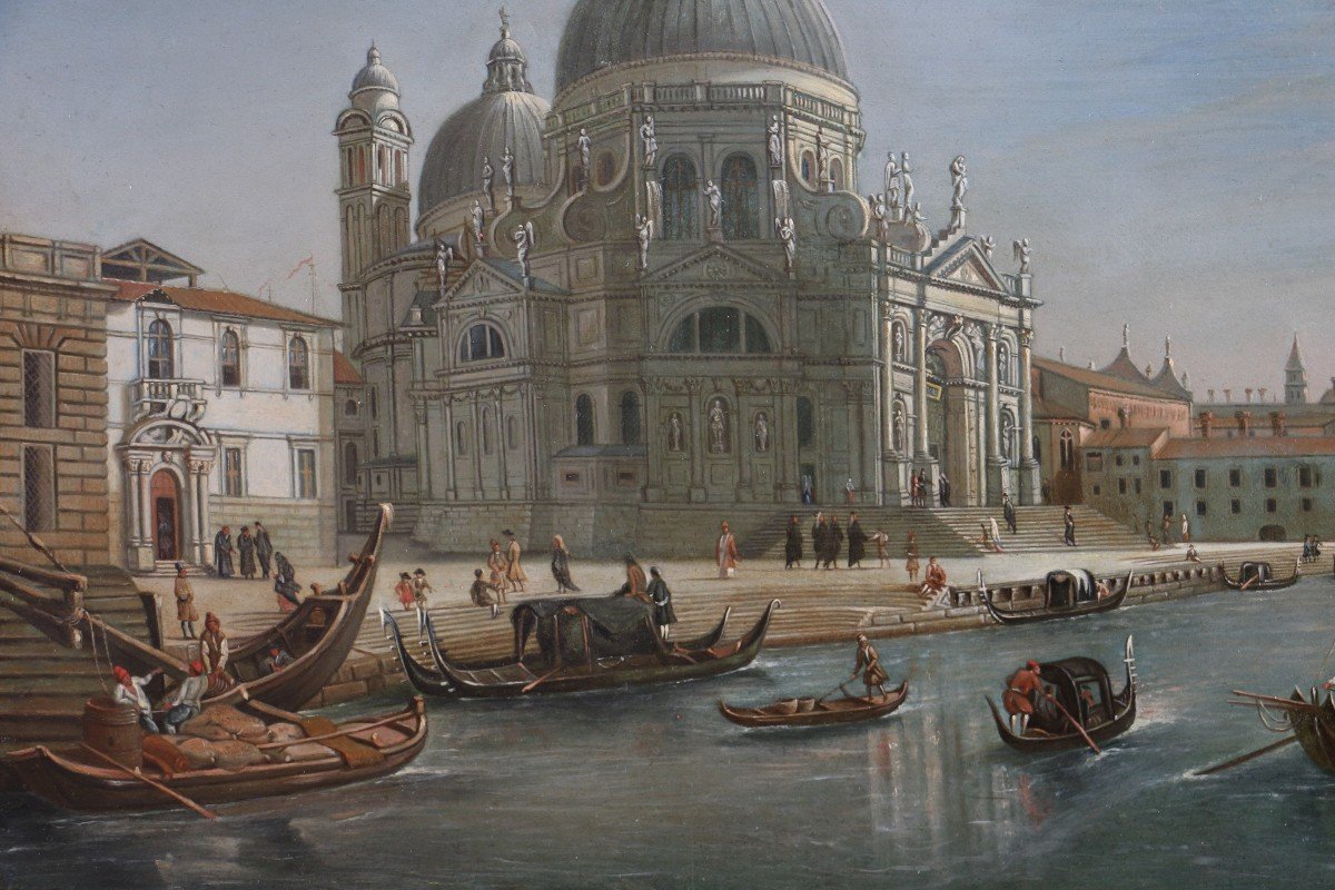 Italian School Circa 1800. Venice, The Busy Grand Canal At The Basilica Of La Salute.-photo-1