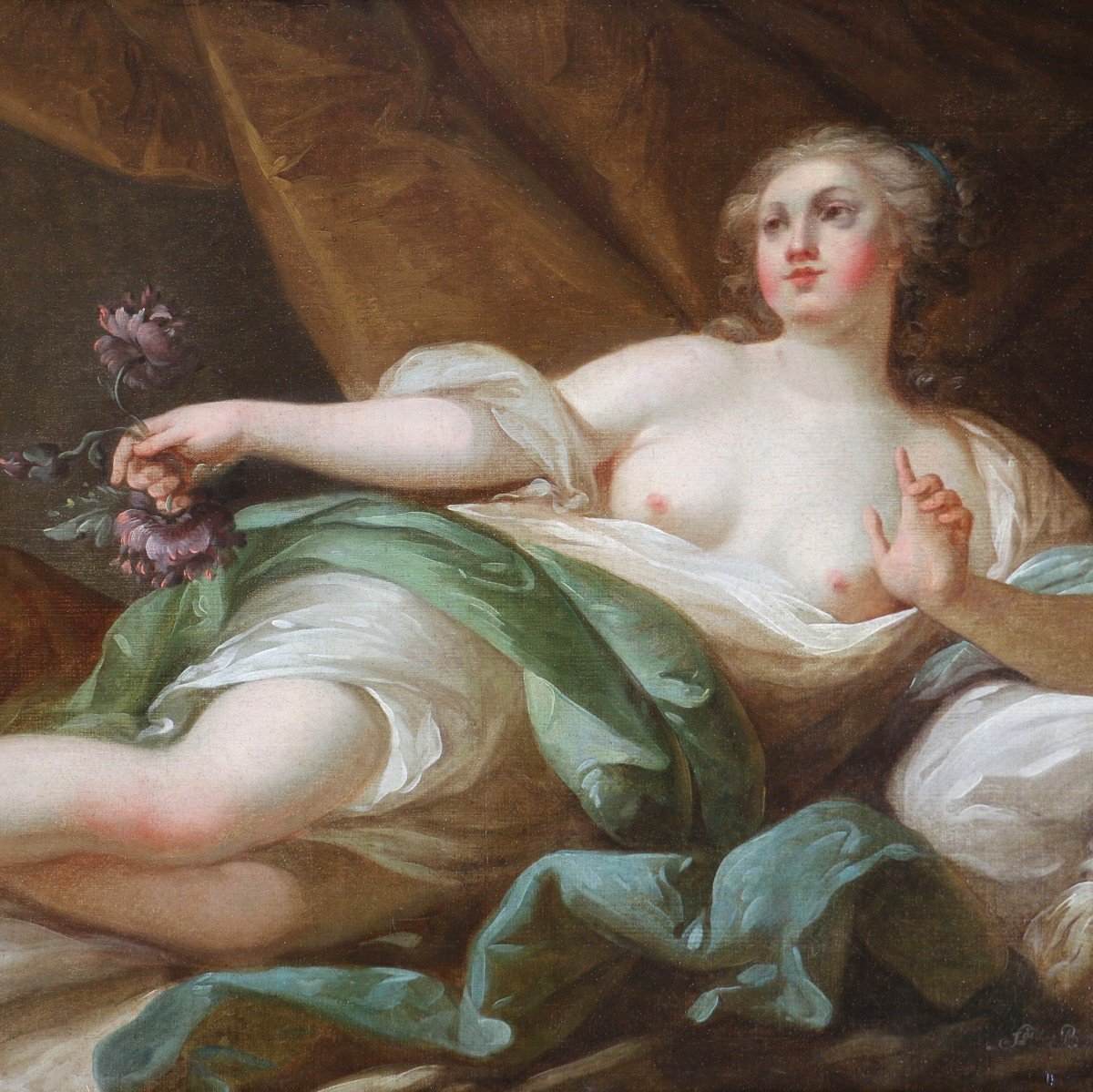 Antoine-françois Callet (1741-1823) Attributed. Young Woman Lying As Goddess Flora-photo-3