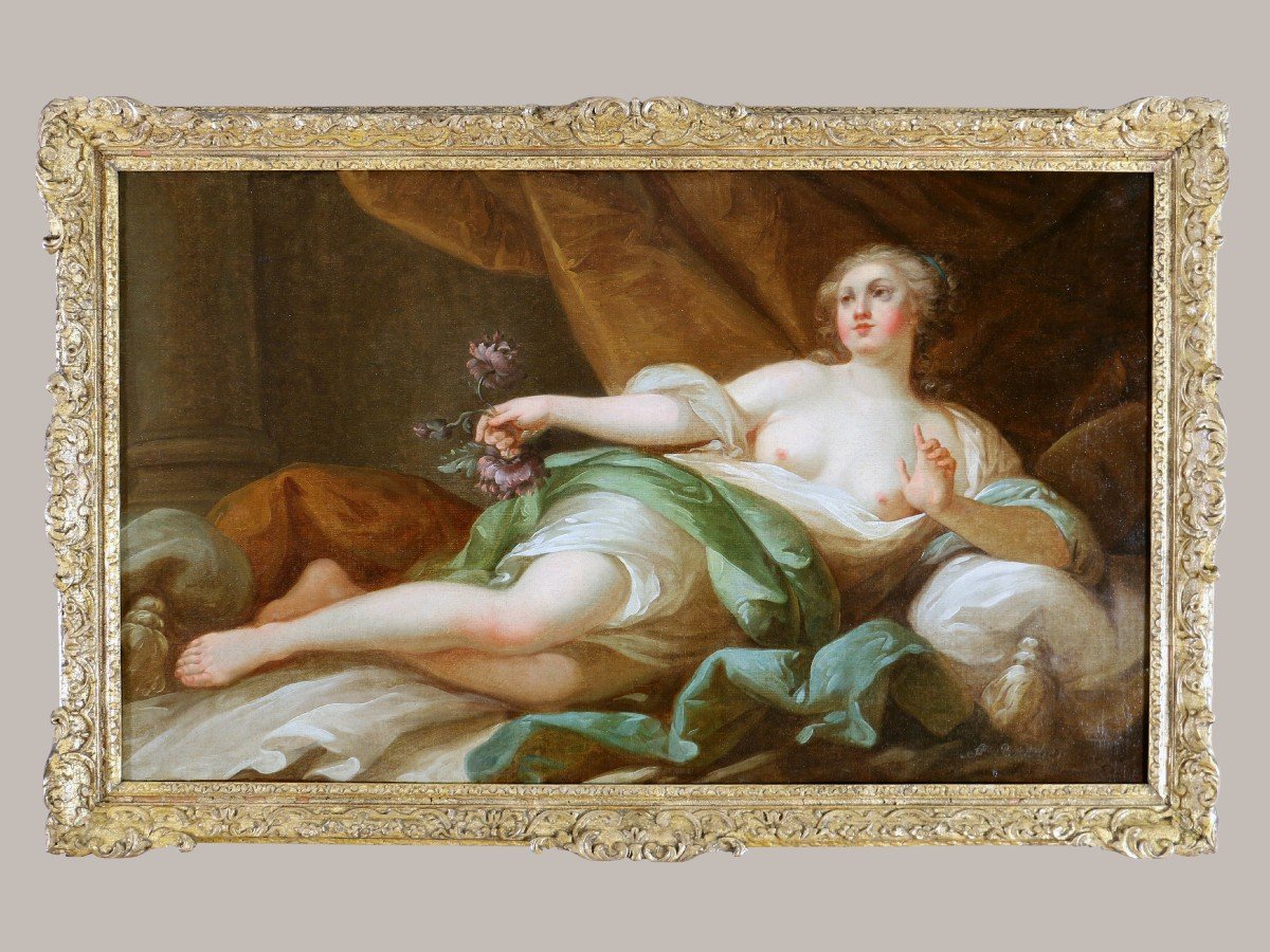 Antoine-françois Callet (1741-1823) Attributed. Young Woman Lying As Goddess Flora