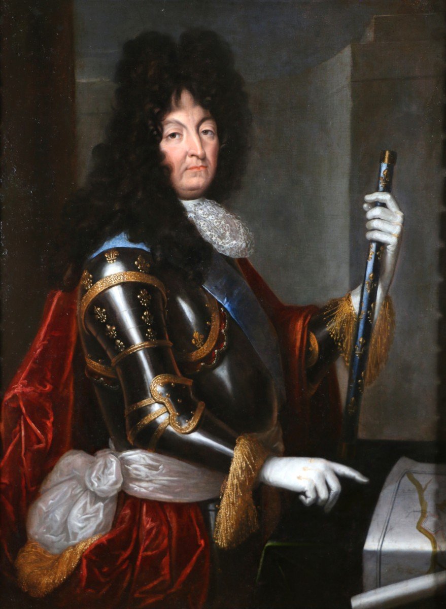 Henri Testelin The Younger (1616-1695) Large Official Portrait Of Louis XIV Around 1680.-photo-2