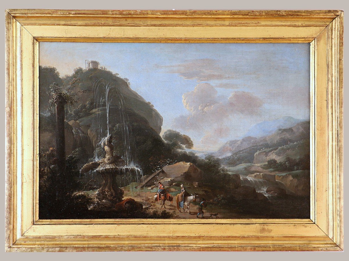 18th Century Roman School. Animated Landscape And Capriccio Of The Roman Campagna At Tivoli-photo-2