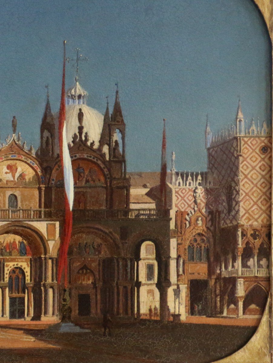 Ippolito Caffi (1809-1866) Attributed. The Basilica Of San Marco Under A Low Sun Circa 1860.-photo-1