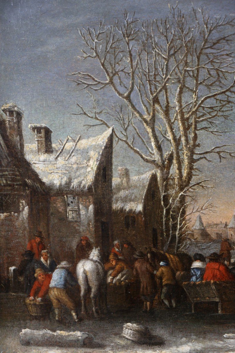 Nicolaes Molenaer (1628-1676) Attributed. Winter Scene At The Foot Of The Ramparts Of Haarlem.-photo-4