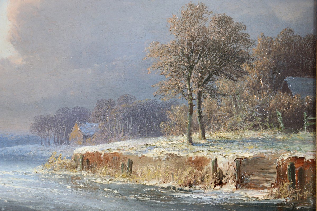 Kimmel, Cornelis (1804, Middelburg – 1877) Signed. Winter Scene In The Netherlands.-photo-4