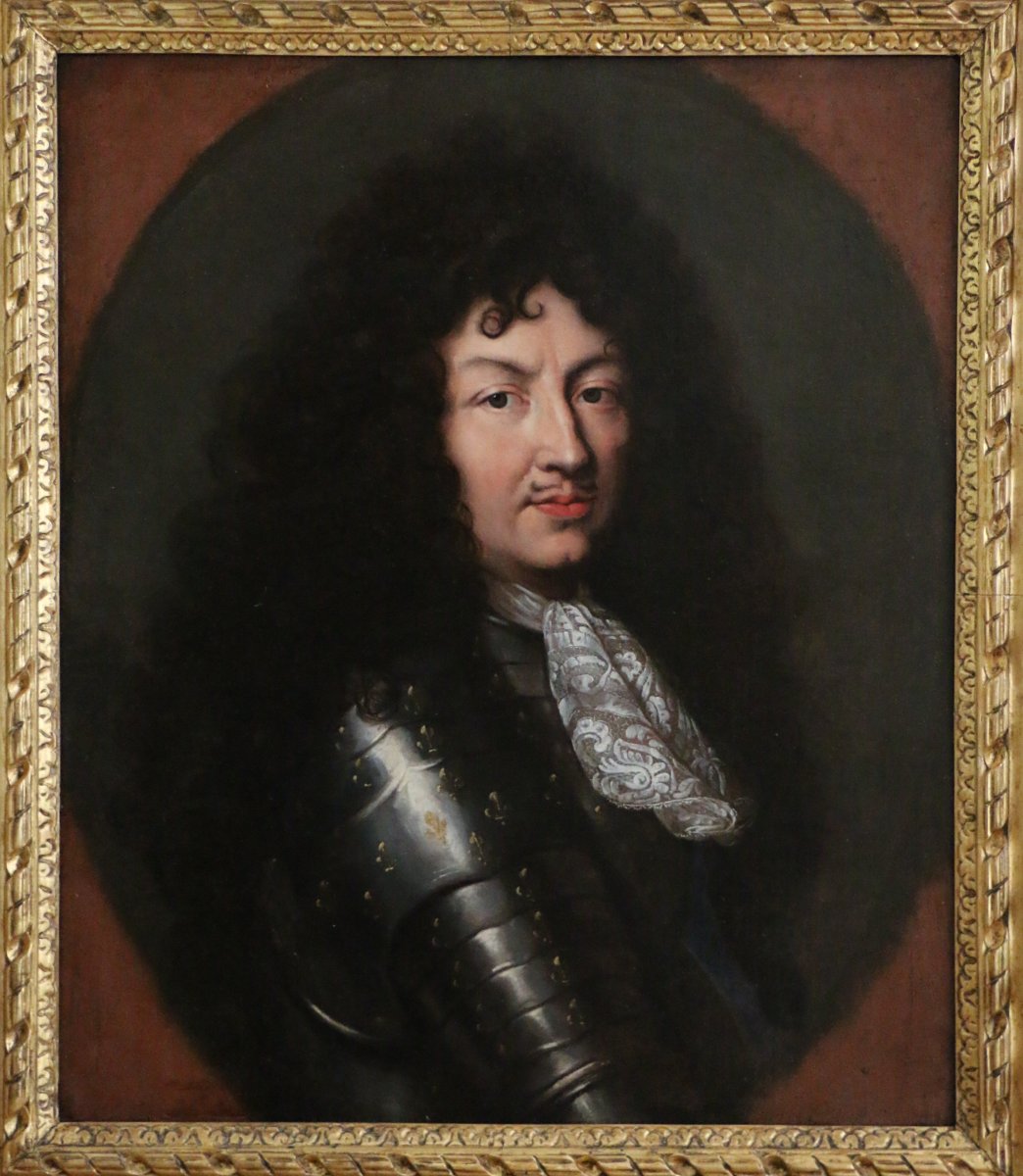 Portrait de Louis XIV en armure vers 1670, attribué à Claude lefebvre (1632-1675)-photo-2