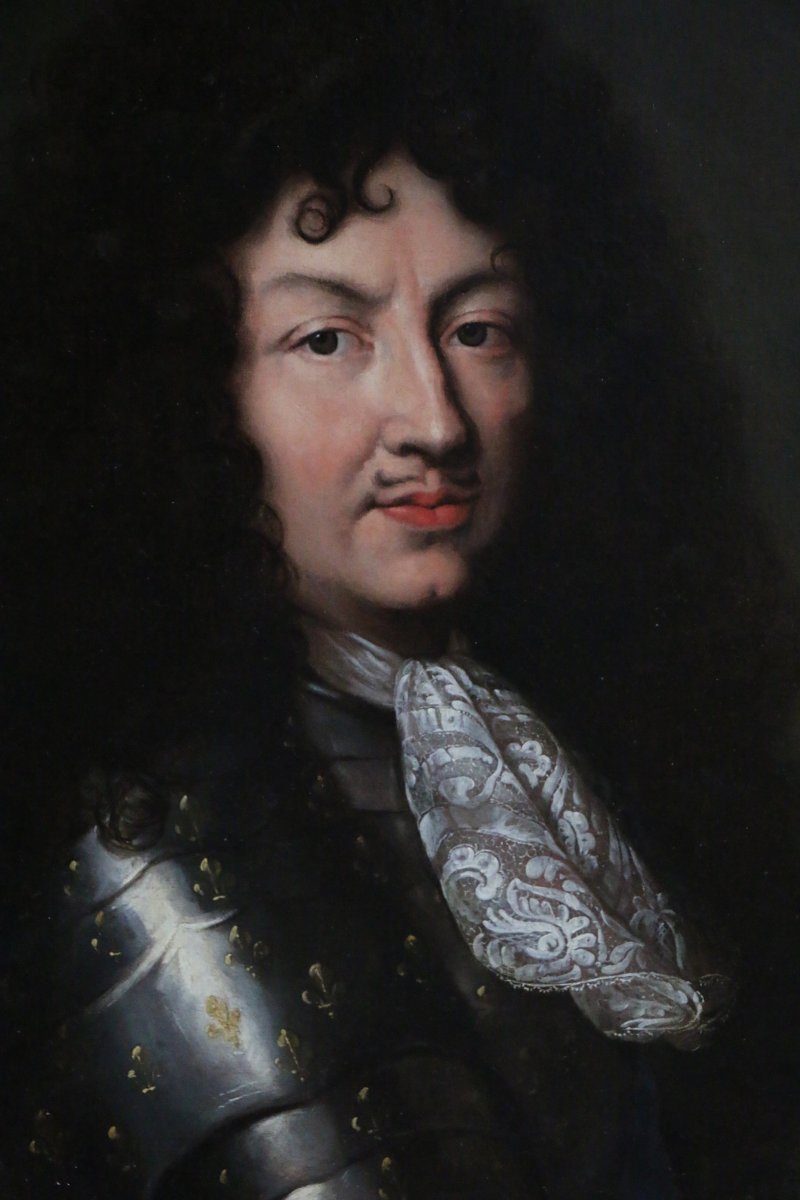 Portrait de Louis XIV en armure vers 1670, attribué à Claude lefebvre (1632-1675)-photo-4