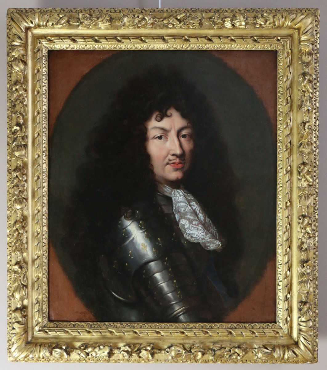 Portrait de Louis XIV en armure vers 1670, attribué à Claude lefebvre (1632-1675)