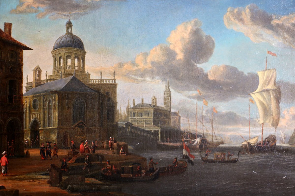 Jacobus Storck (amsterdam, 1641-1687) Signed-marine And Venetian Capriccio.-photo-2