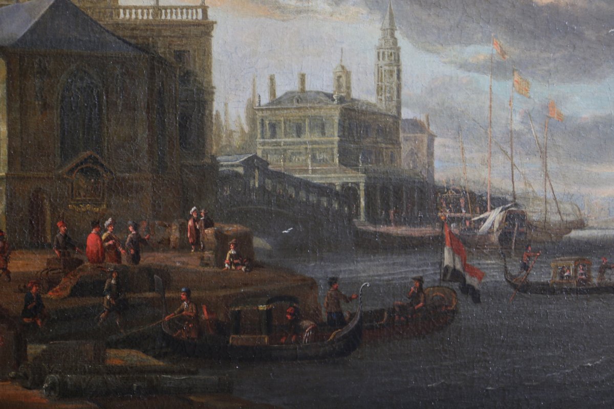 Jacobus Storck (amsterdam, 1641-1687) Signed-marine And Venetian Capriccio.-photo-3