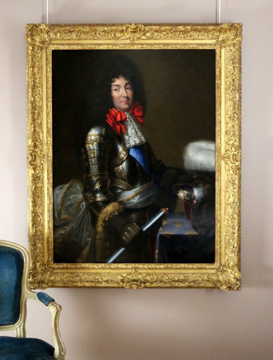 Jean Nocret (1615, 1672) Attributed. Large Portrait Of Louis XIV In Armor.-photo-2