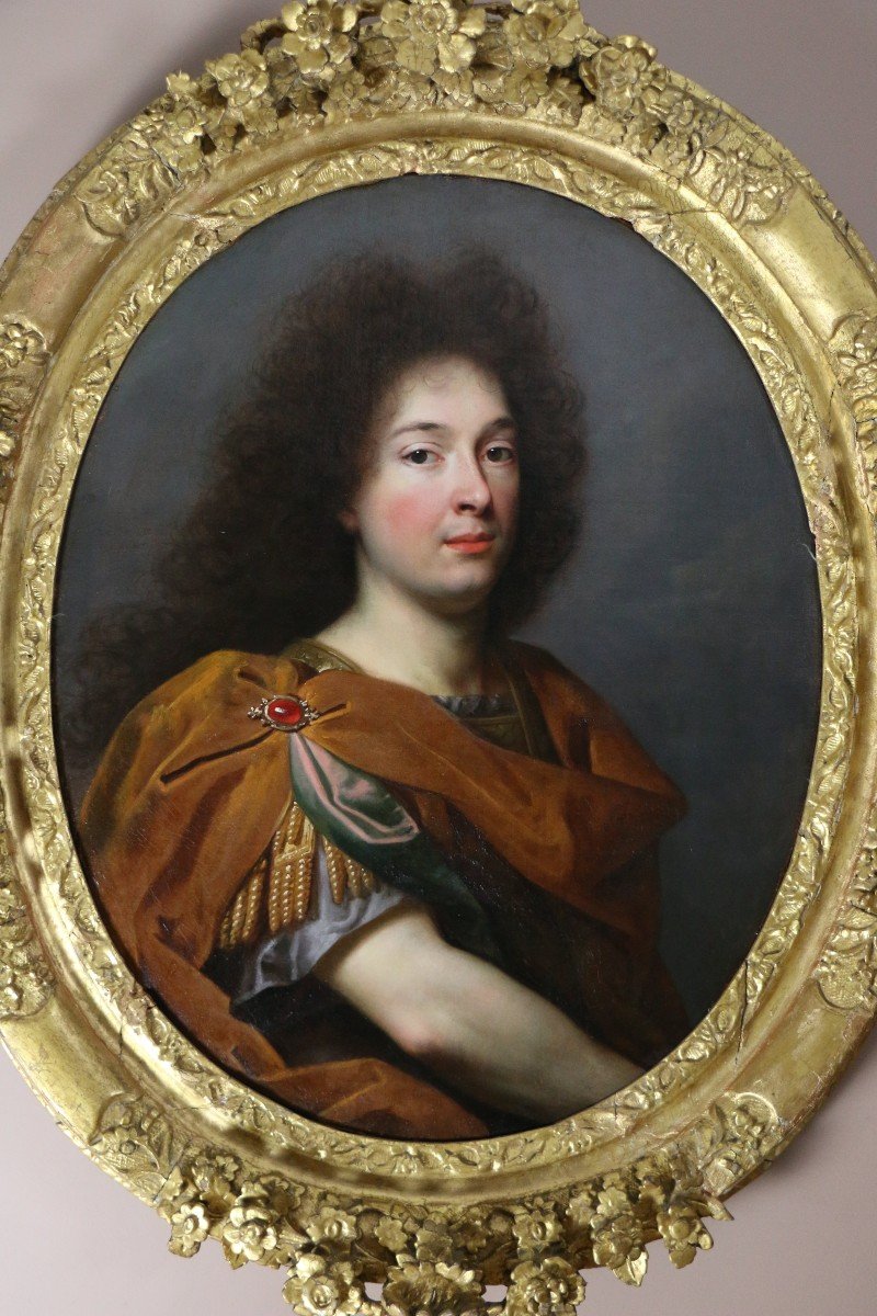 Pierre Mignard (1612-1695) Attribué-portrait d'Un Jeune Homme Vêtu à l'Antique -photo-2