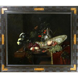 Juriaen Van Streeck (1632 ; 1687) Siècle D’or Hollandais, Riche Nature Morte Sur Un Entablement