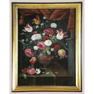 Andries Daniels (1580 – 1640) Et Atelier. Riche Bouquet De Fleurs Dans Un Vase