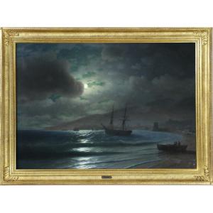 Ivan Aivazovsky (1817-1900) Entourage. The Bay Of Feodosia By Moonlight Circa 1880.