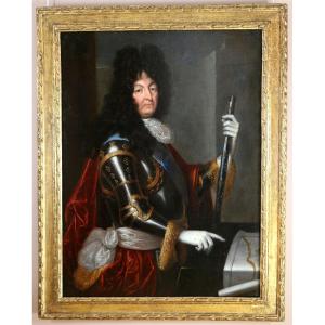 Henri Testelin The Younger (1616-1695) Large Official Portrait Of Louis XIV Around 1680.