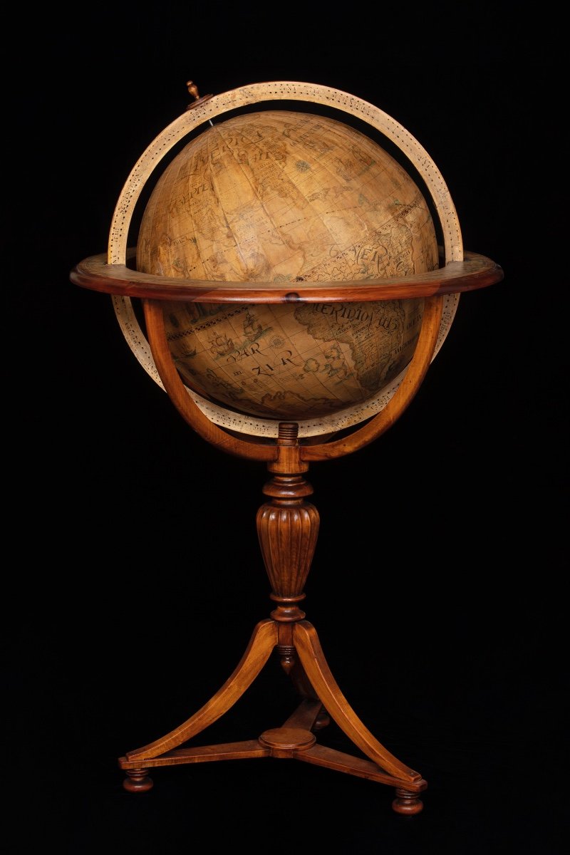 Antique Globe With Tripod Base From The Ground.