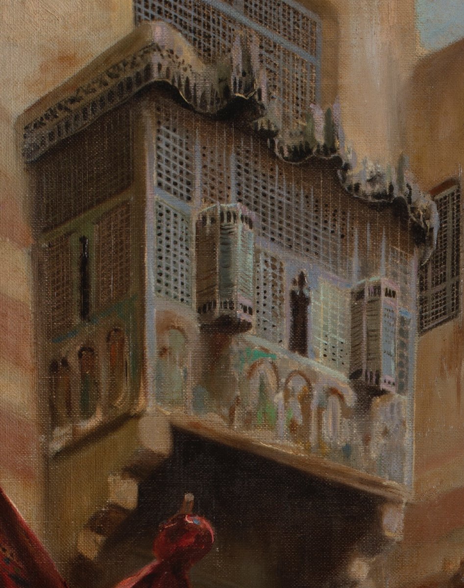 Orientalist Painting By Fabio Fabbi, Depicting The Slave Market.-photo-1