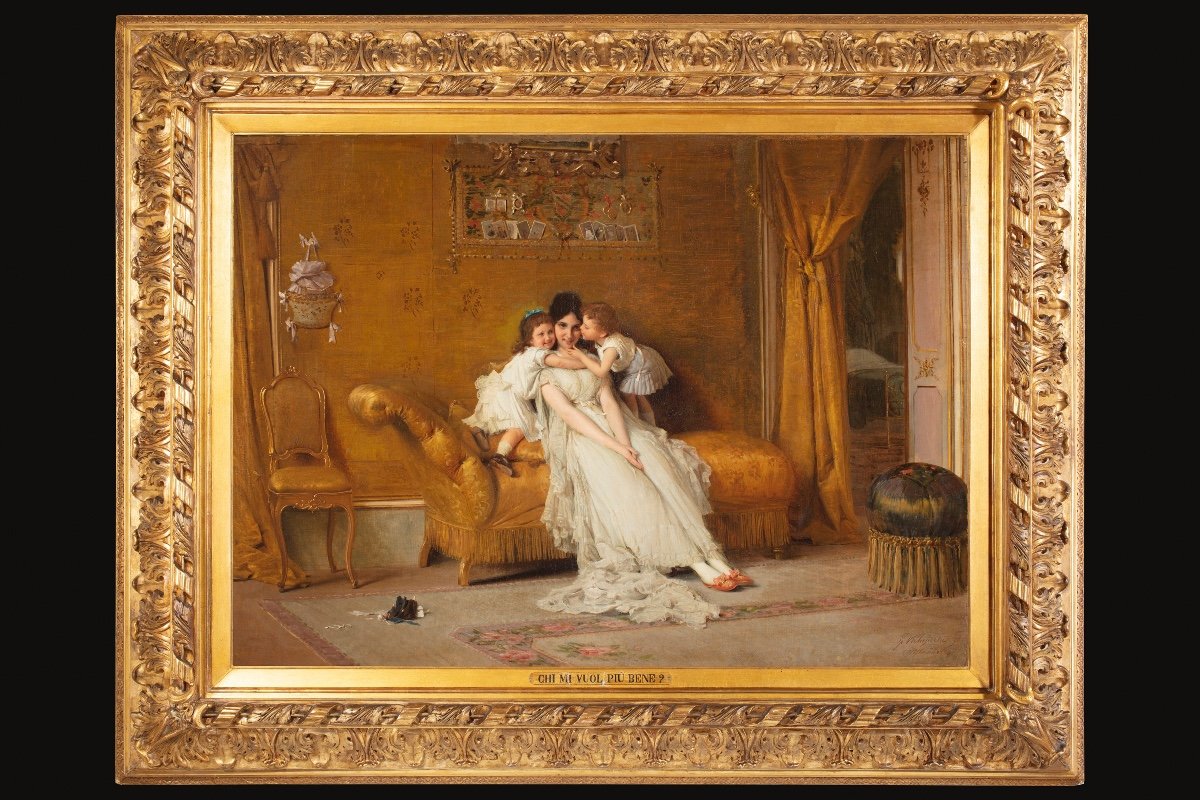 Peinture à l'huile sur toile de Francesco Valaperta (Milan 1836-1908) 