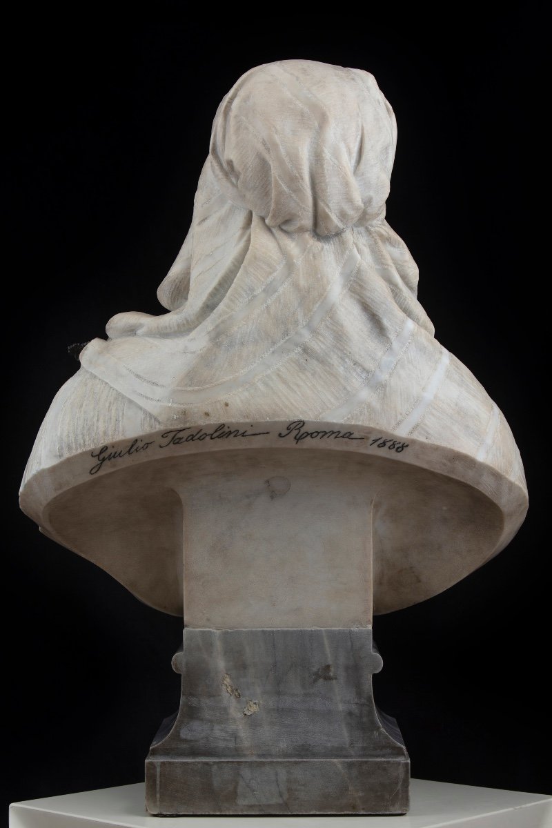 Sculpture By Giulio Tadolini (rome 1849-1918) "bust Of An Oriental Woman" -photo-2