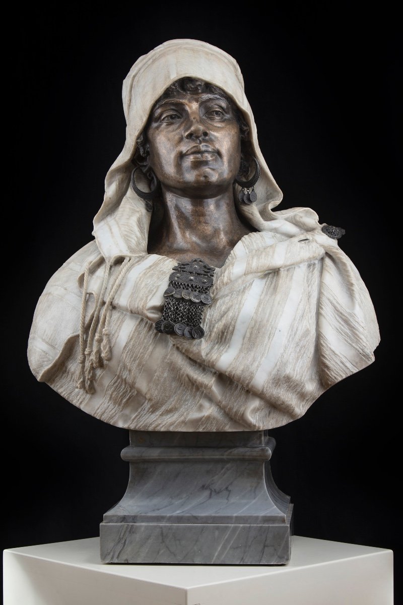 Sculpture By Giulio Tadolini (rome 1849-1918) "bust Of An Oriental Woman" 